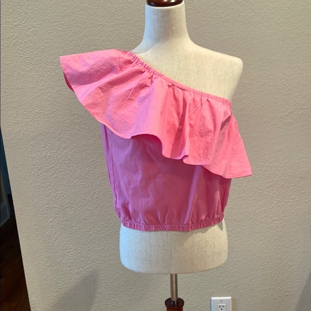 Pink Off-Shoulder Ruffle Top Sz Sm